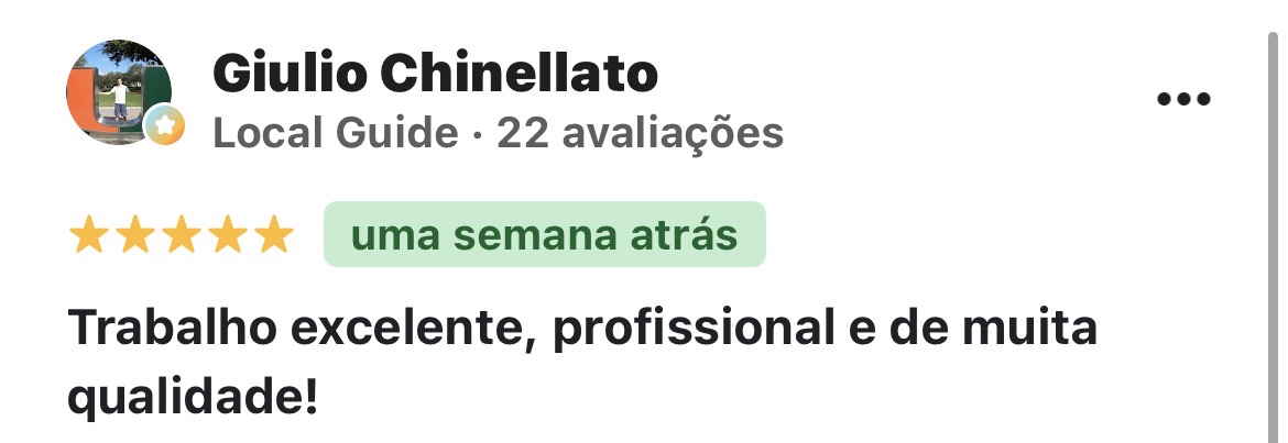 Avaliação de cinco estrelas de Giulio Chinellato
