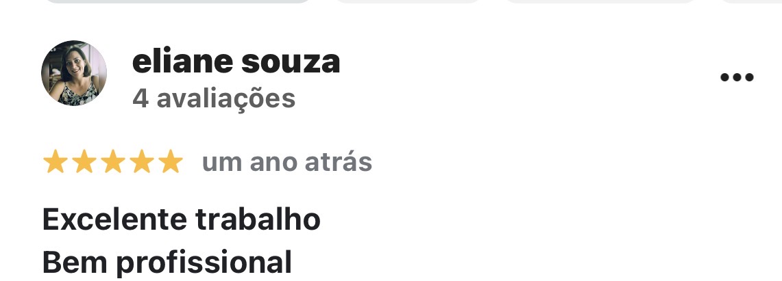 Avaliação de cinco estrelas de Eliane Souza